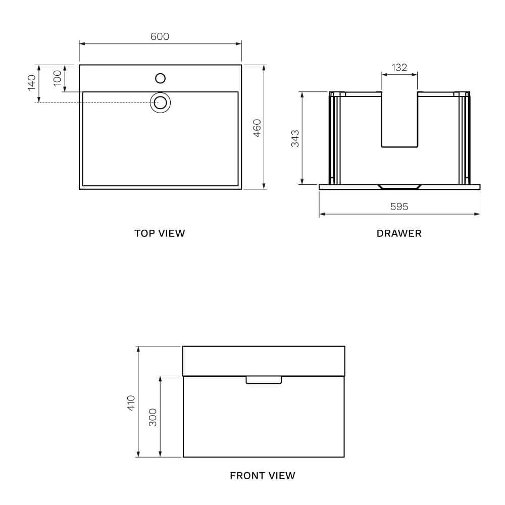 Bam 60 Wall Cabinet with Wash Basin - Image 6