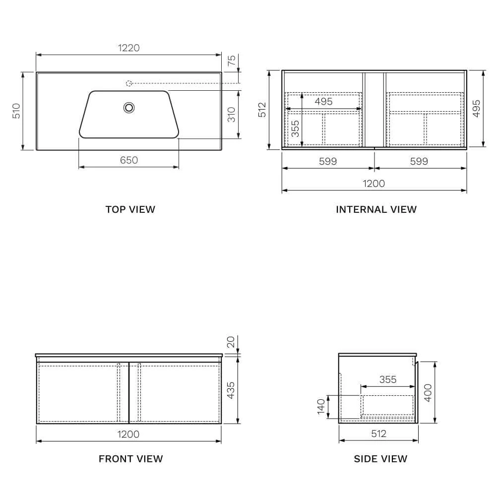 Bloom 1200 Wall Cabinet Matt White with Italian Ceramic Wash Basin - Image 11