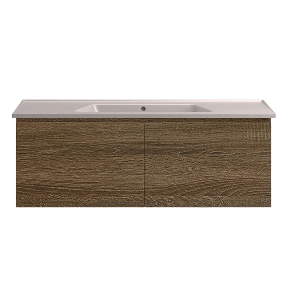 Bloom 1200 Wall Cabinet Moka with Italian Ceramic Wash Basin - Image 3