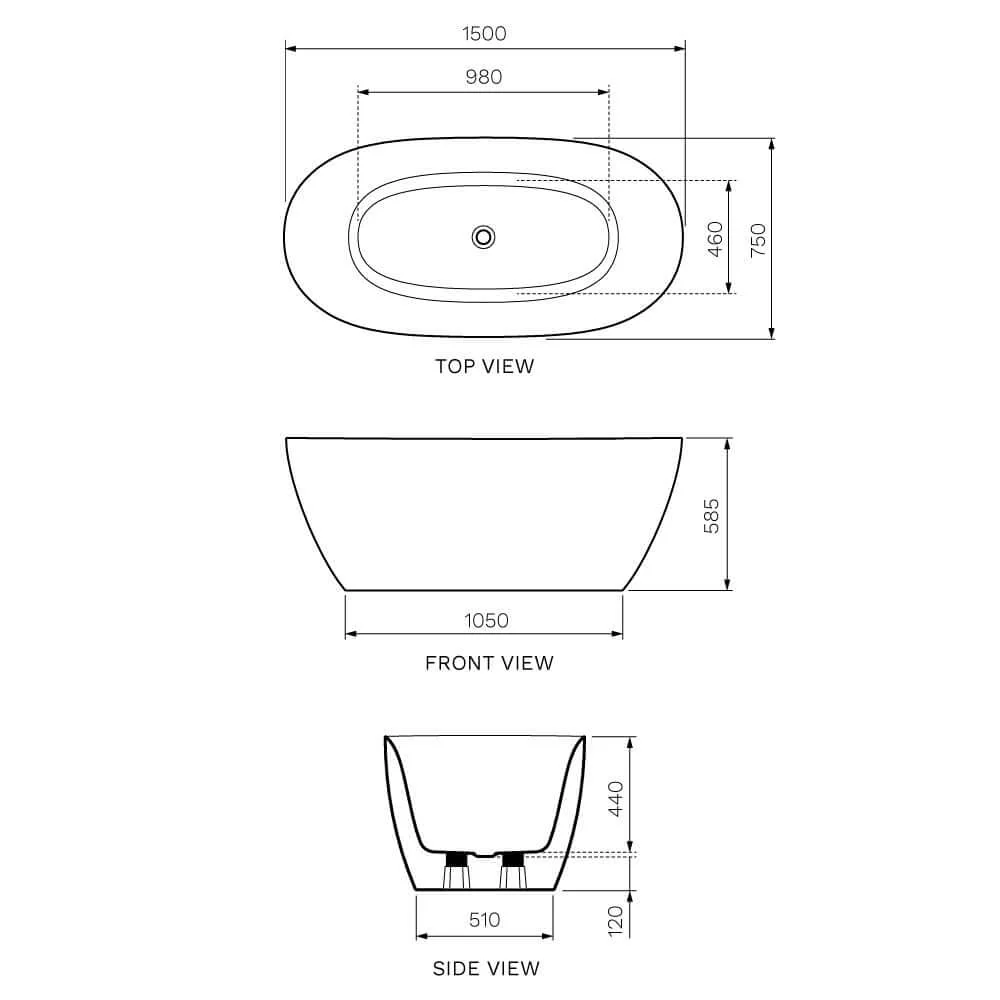 Ellisse 1500 Freestanding Bath - Image 3