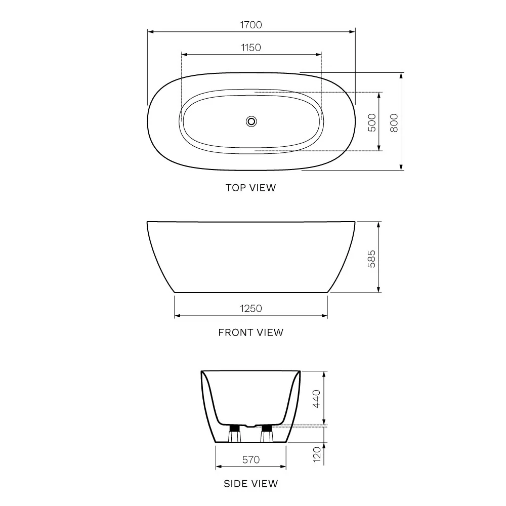 Ellisse 1700 Freestanding Bath - Image 3
