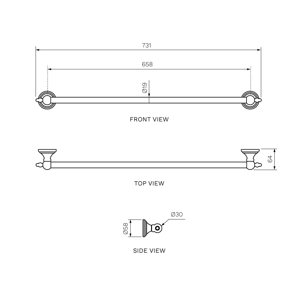 Hermitage Towel Rail 600mm - Image 4