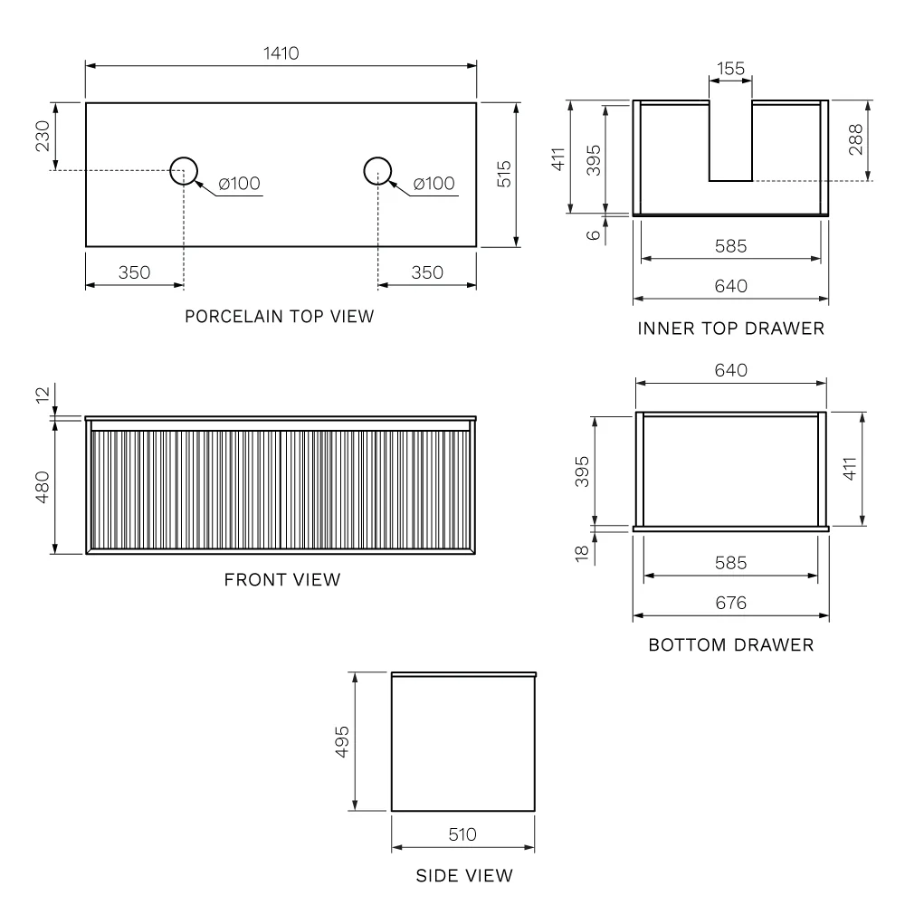 Jazz 1400 Wall Cabinet WN Matt White with Italian Porcelain Top - Image 7