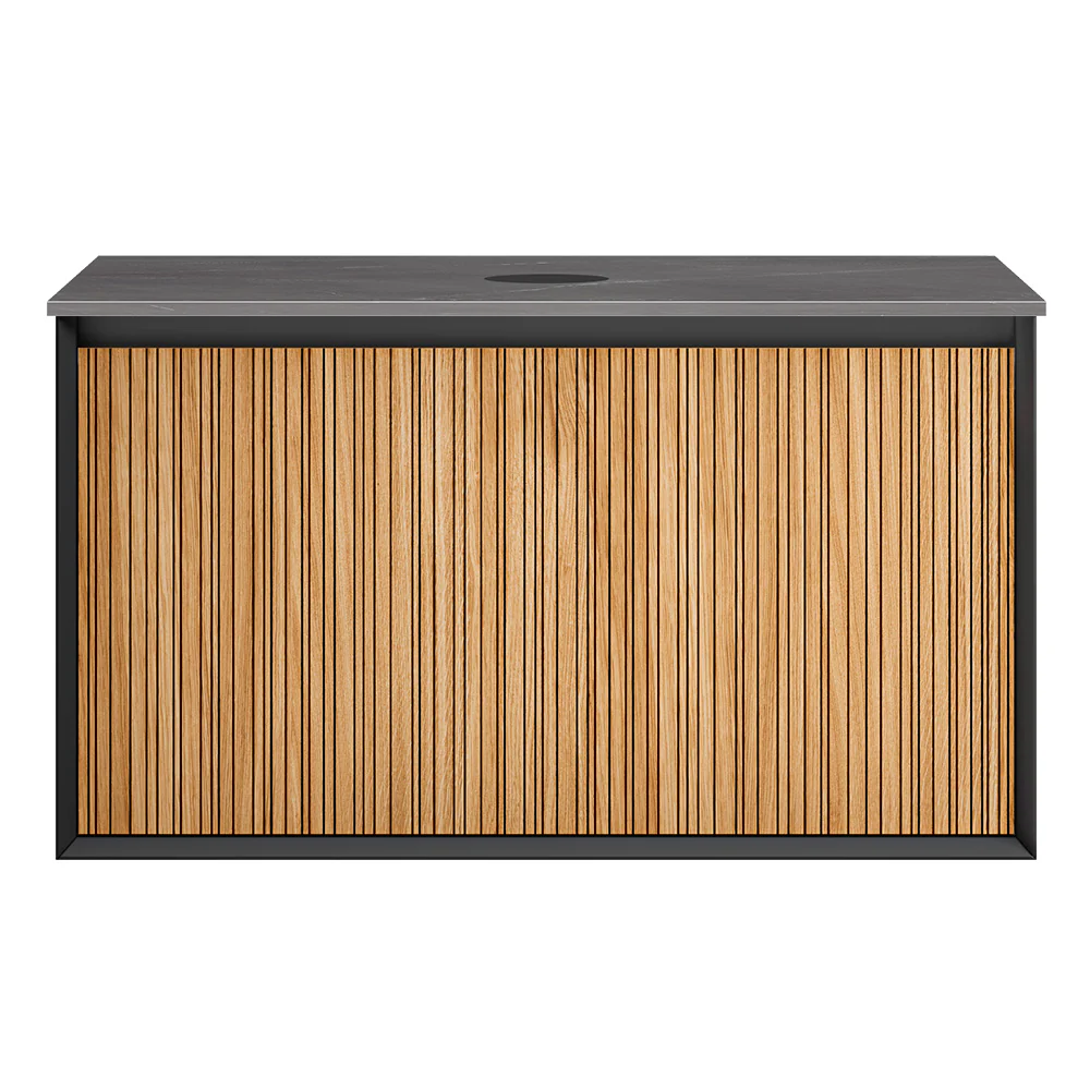 Jazz 900 Wall Cabinet RN Matt Black with Italian Porcelain Top - Image 4