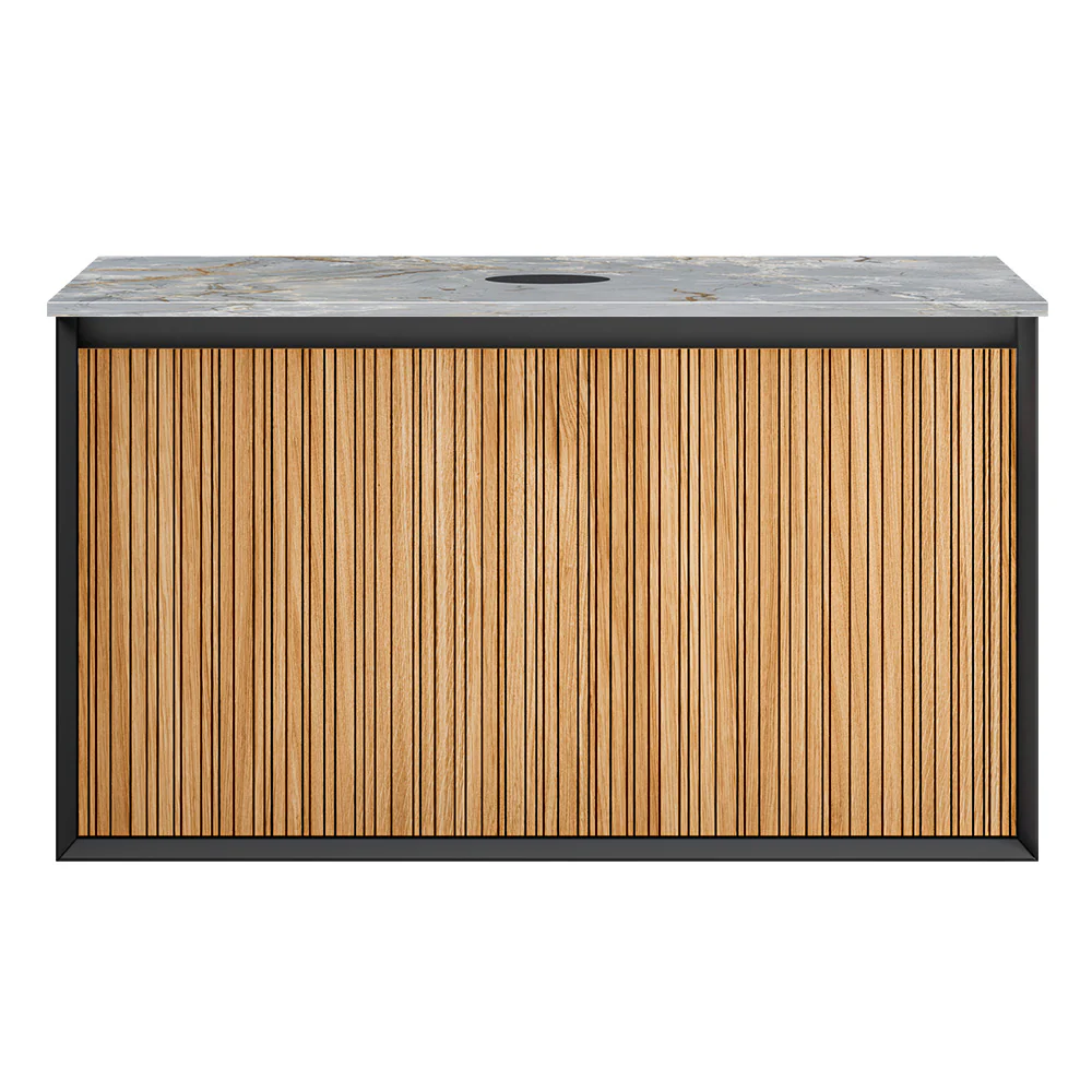 Jazz 900 Wall Cabinet RN Matt Black with Italian Porcelain Top - Image 6