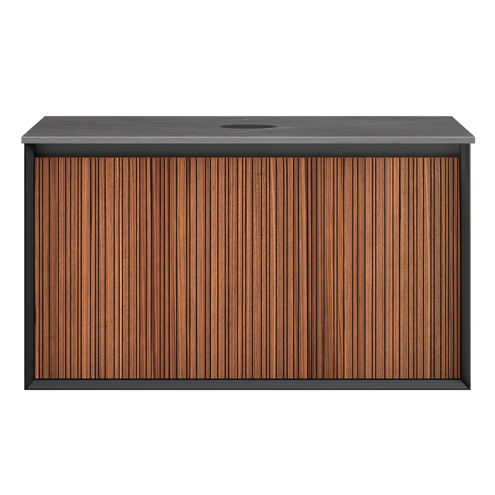 Jazz 900 Wall Cabinet WN Matt Black with Italian Porcelain Top - Image 4