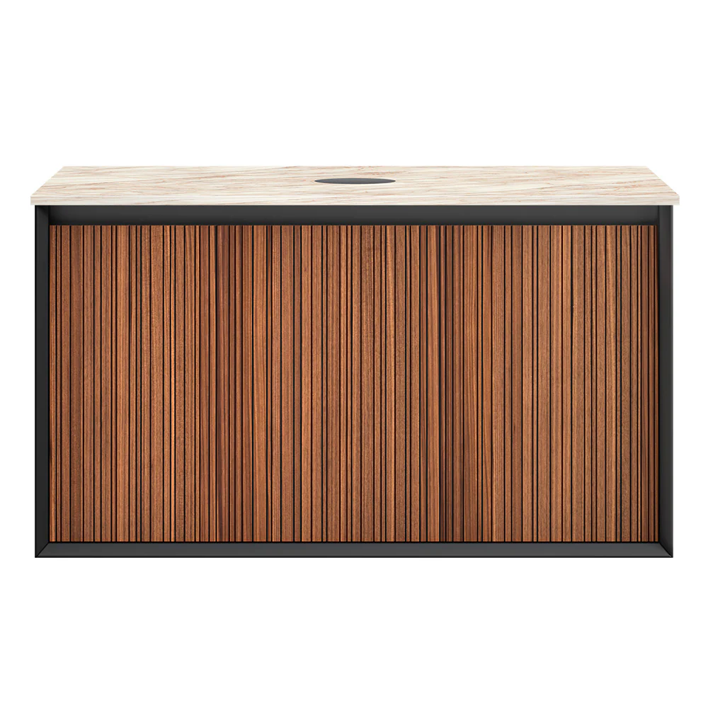 Jazz 900 Wall Cabinet WN Matt Black with Italian Porcelain Top - Image 5