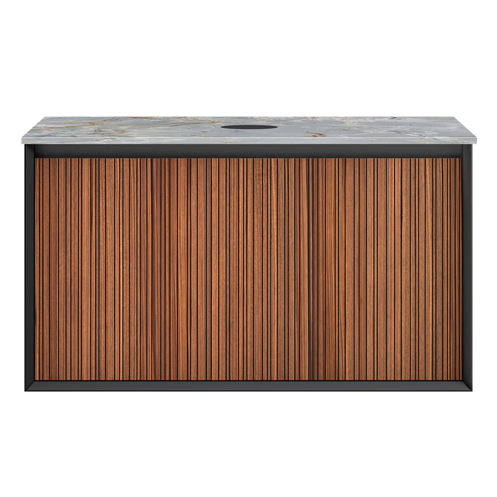 Jazz 900 Wall Cabinet WN Matt Black with Italian Porcelain Top - Image 6