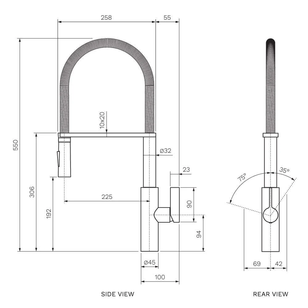 Libera Kitchen Mixer with Black Spring Spray - Image 6