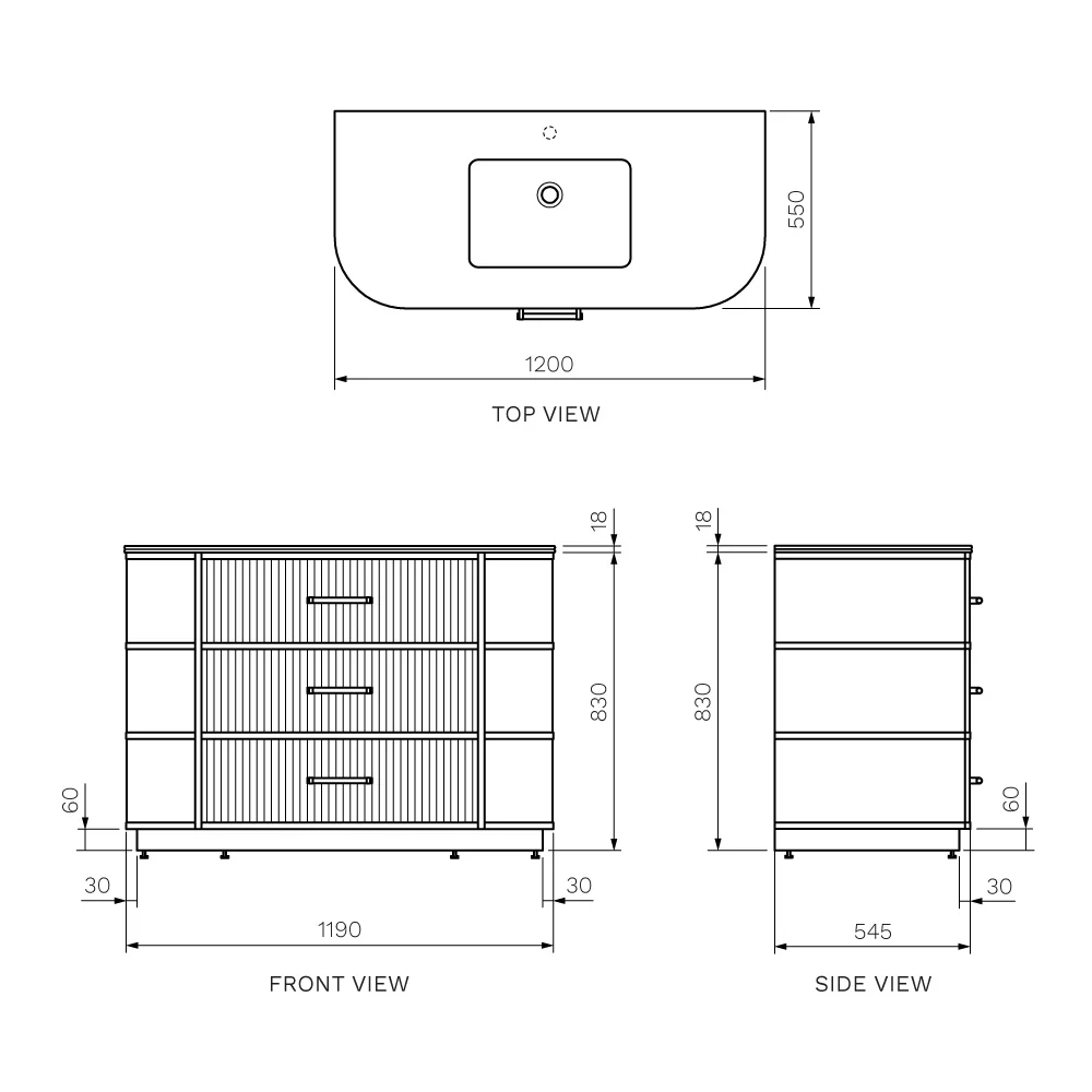 MODA 1200 Cabinet Matt White with Marble Double Edges Countertop with MW Handles - Image 4