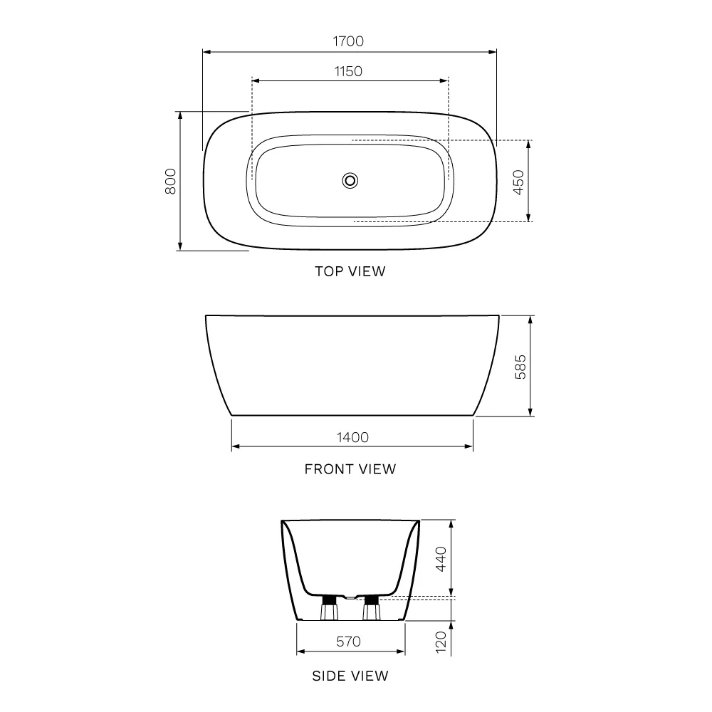 Quasar 1700 Freestanding Bath - Image 3