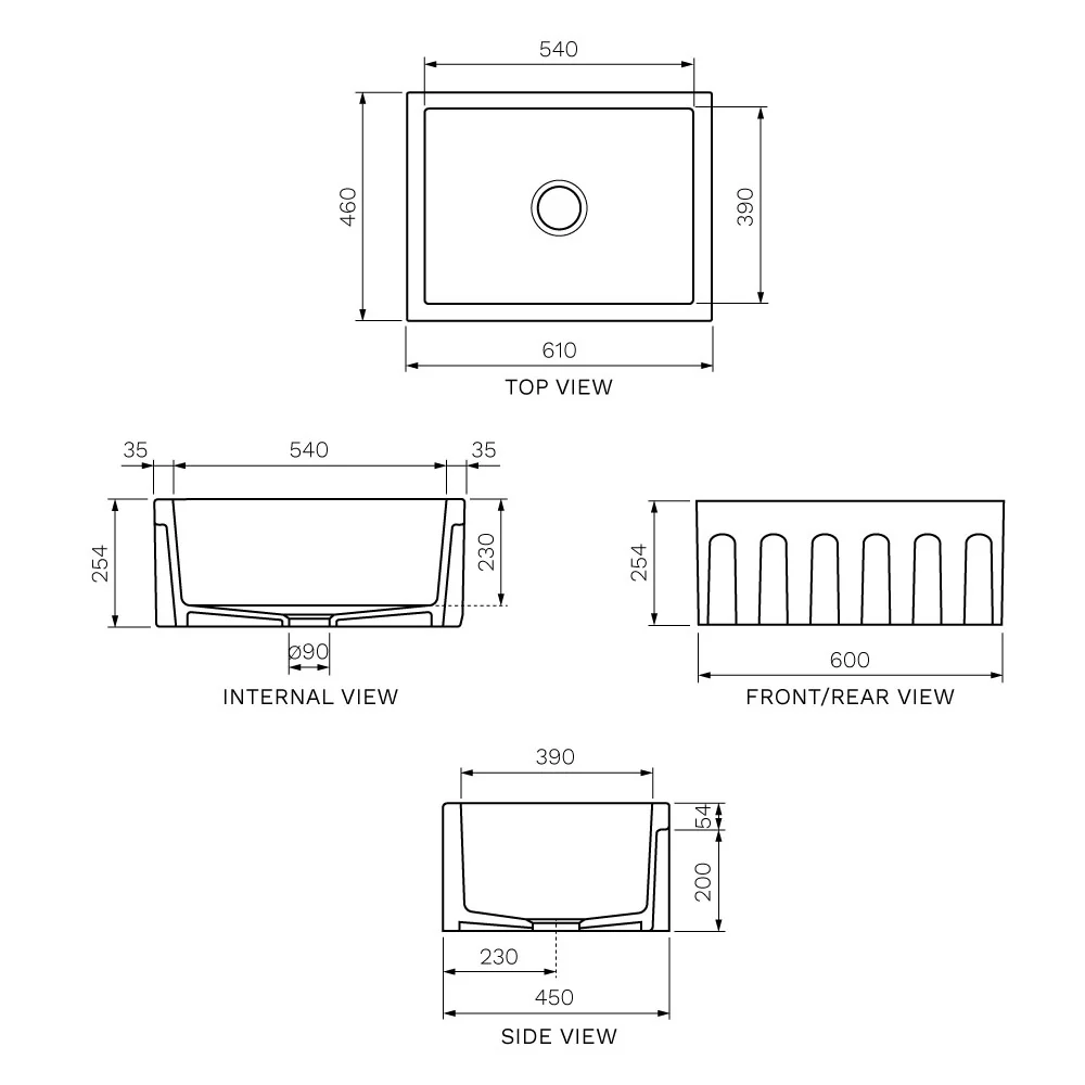 Rigolo Single Bowl Sink Reversible 610mm - Image 10