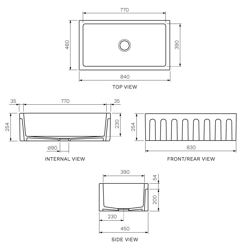 Rigolo Single Bowl Sink Reversible 840mm - Image 4