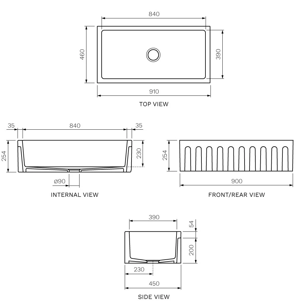Rigolo Single Bowl Sink Reversible 910mm - Image 4