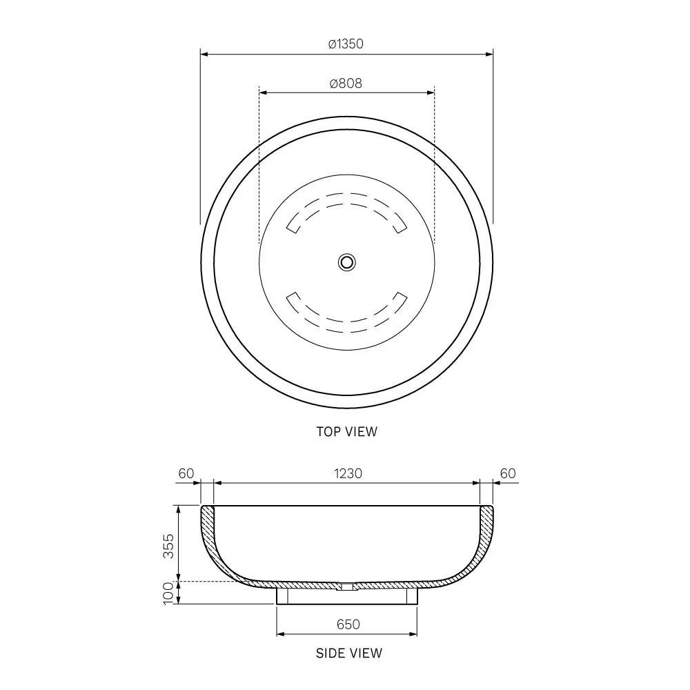 Tondo 1350 Stonetec Freestanding Bath - Image 3
